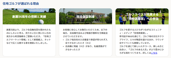 住地ゴルフのゴルフ会員権取引サポートと完全保証制度